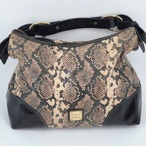 Authentic DOONEY & BOURKE Snakeskin Print Shoulder Bag with Patent Leather Trim